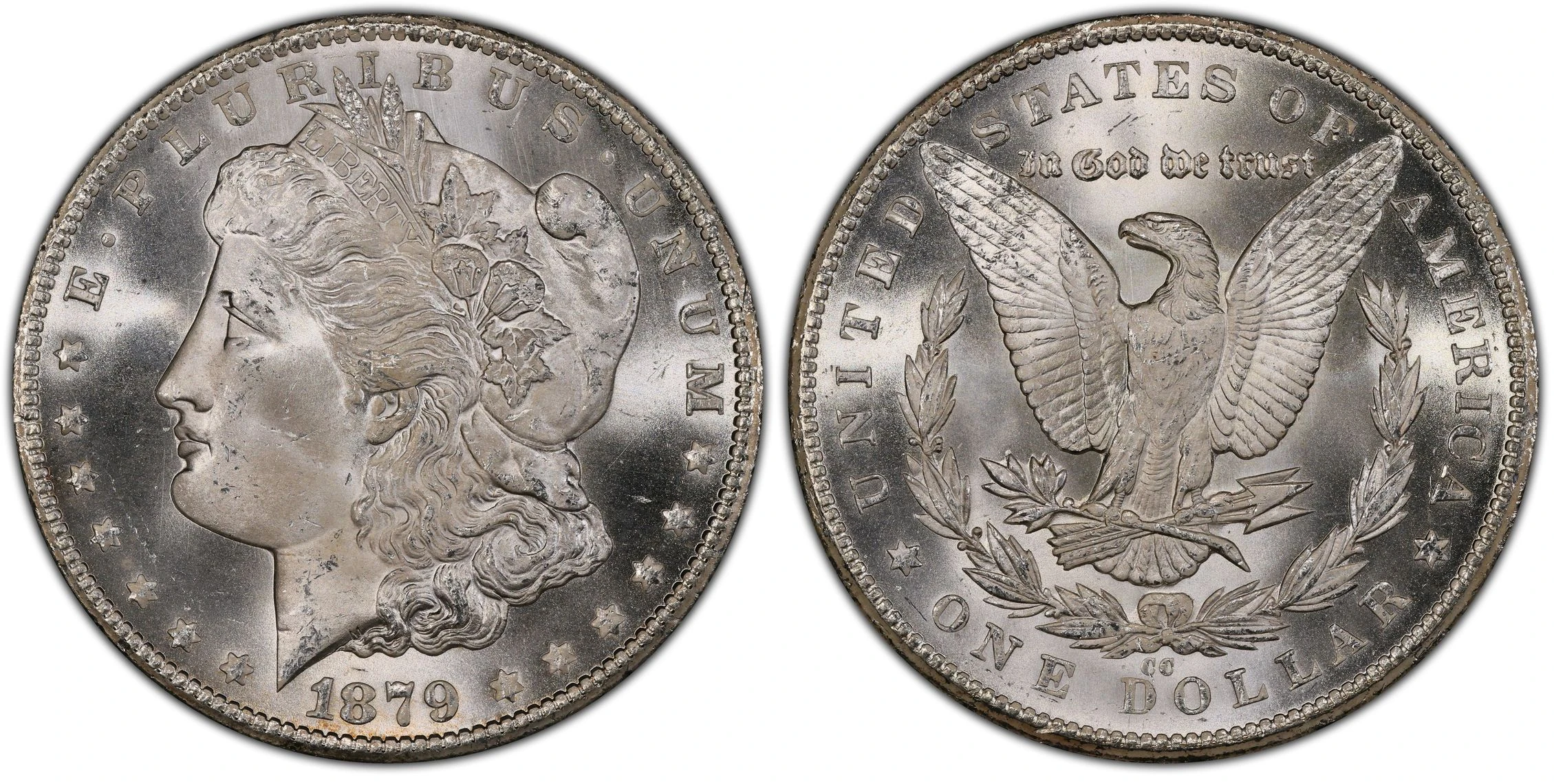 1879-CC Morgan dollar with Carson City mint mark, PCGS MS66+