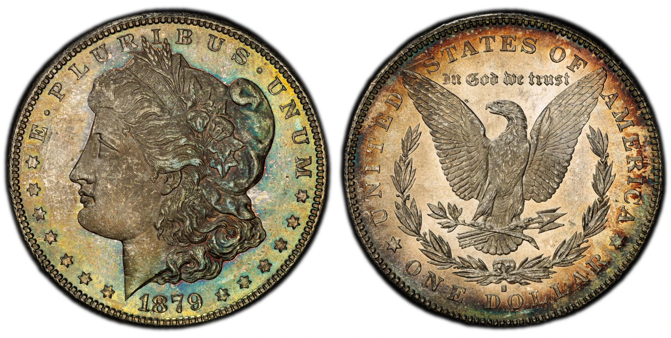 Attributed 1879-S Morgan dollar Reverse of 1878, PCGS MS65+