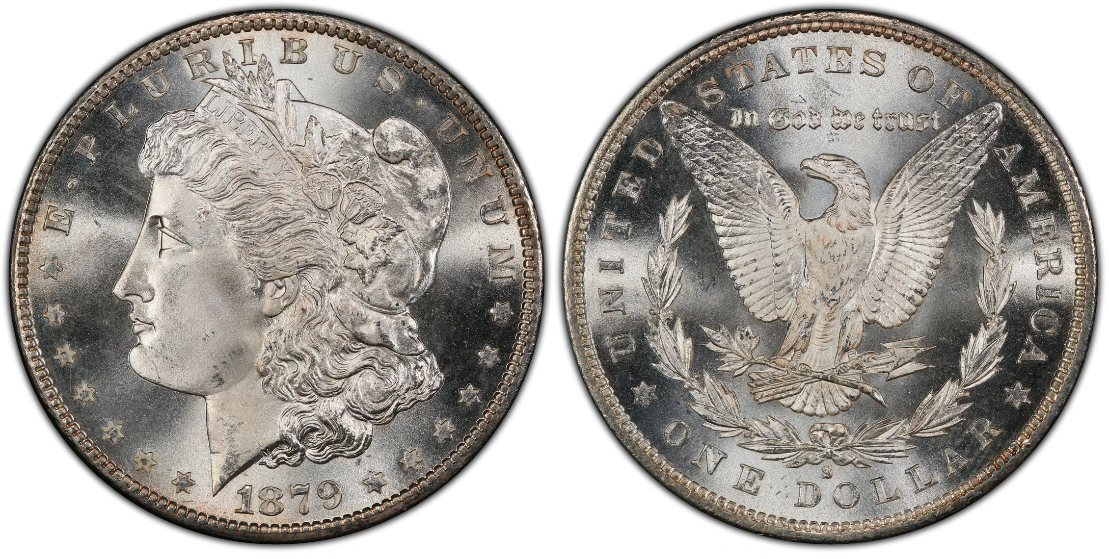 1879-S Morgan dollar with San Francisco mint mark, PCGS MS68+