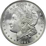 1921 Morgan silver dollar obverse showing Liberty and the date