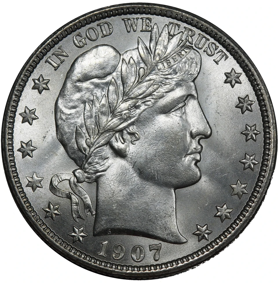 1907-D Barber half dollar obverse