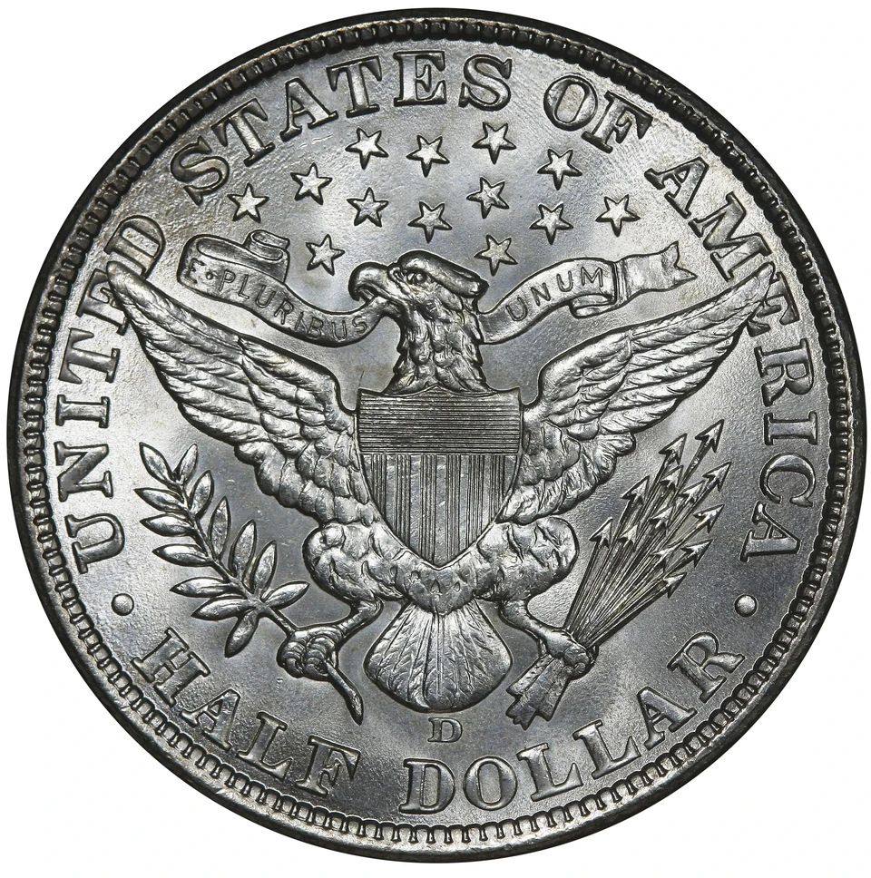 1907-D Barber half dollar reverse