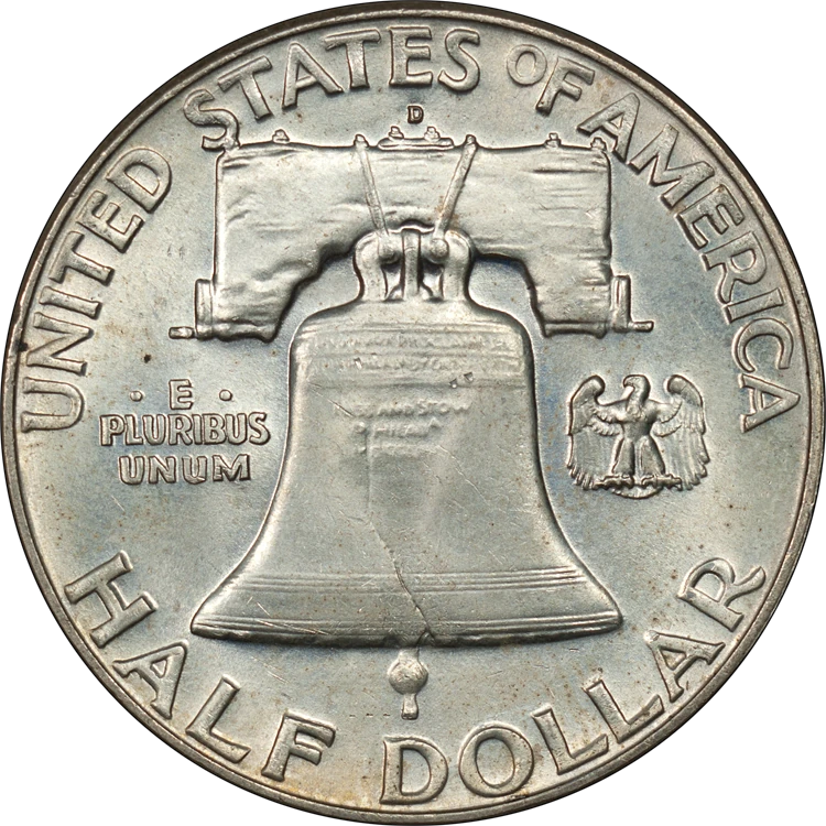 1963-D Franklin half dollar reverse
