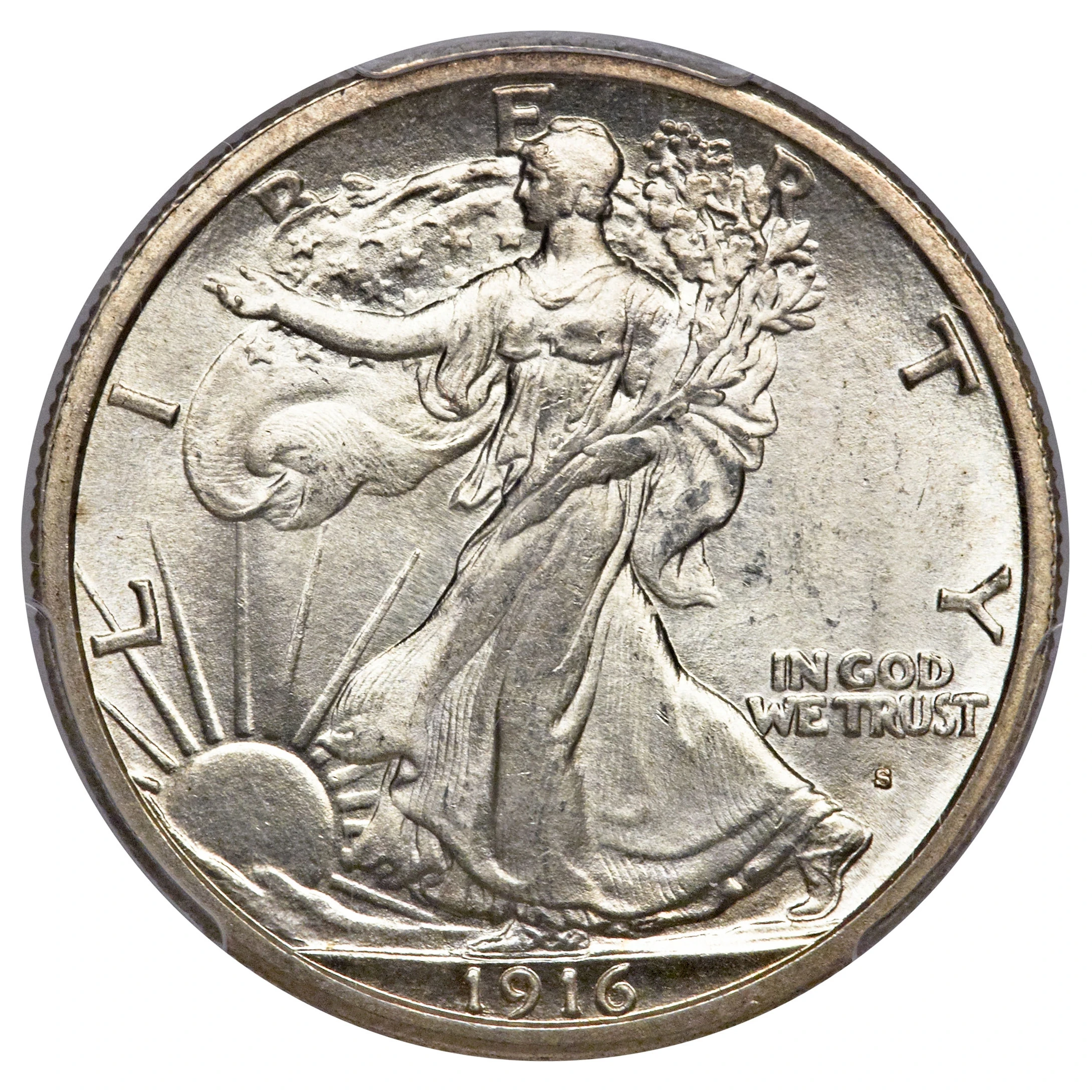 1916-S Walking Liberty half dollar obverse