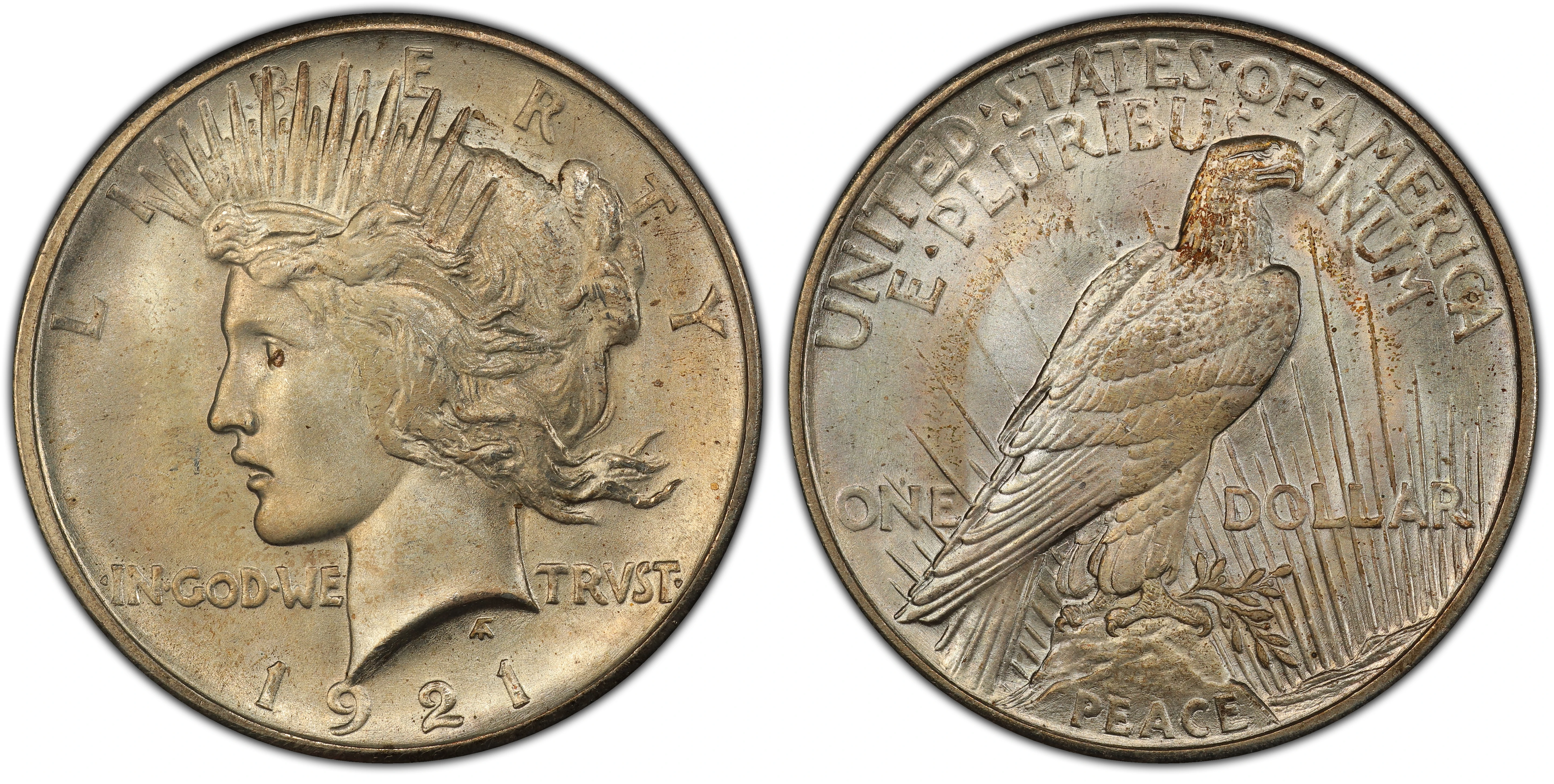 Peace dollar obverse and reverse