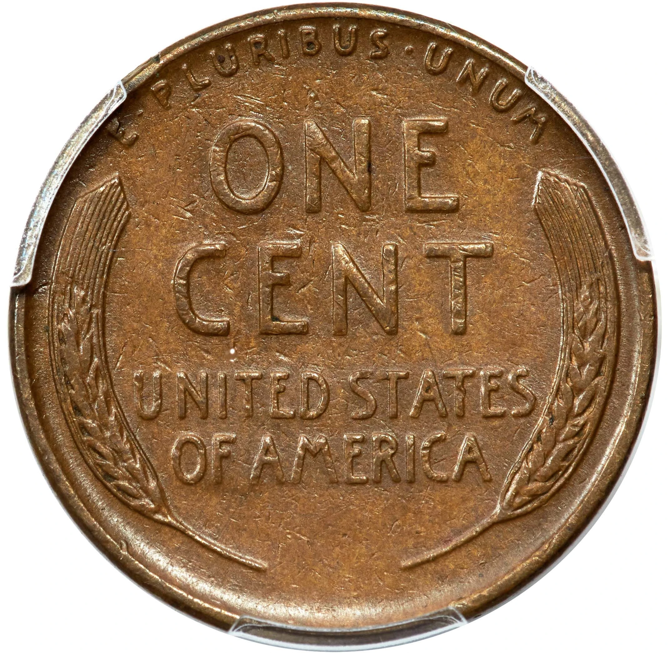 1943 bronze cent, PCGS AU55, certificate 48302194, reverse