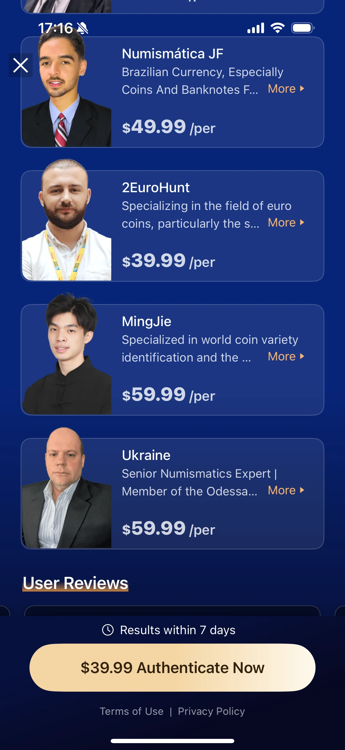 Heritcoin / HeriBase: Additional specialists and service prices.