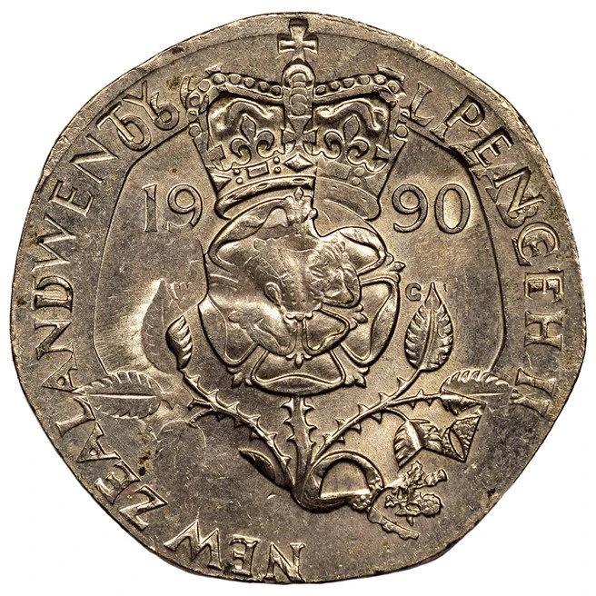 Reverse of the same cleaned overstrike, with overlapping struck designs