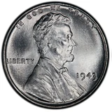 1943 steel Lincoln penny obverse showing Lincoln and the date