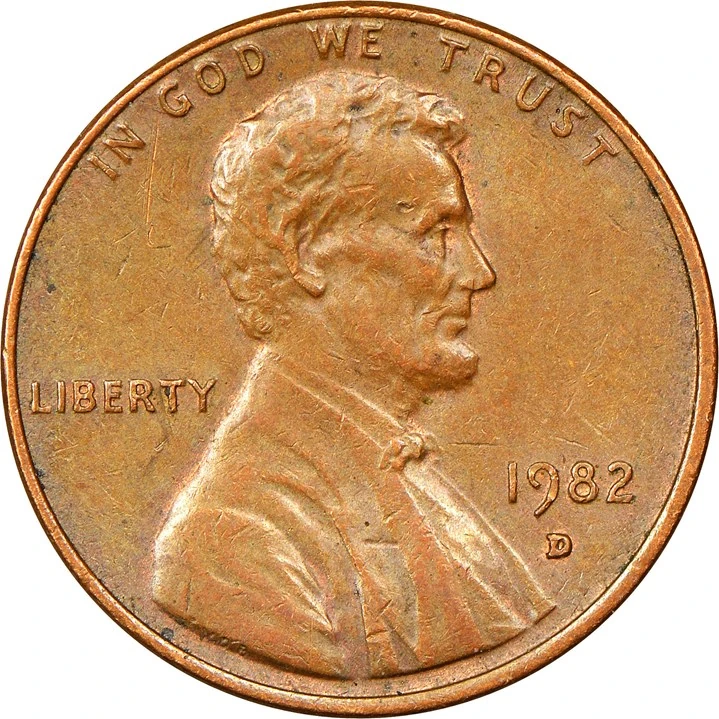 1982-D Small Date bronze cent obverse