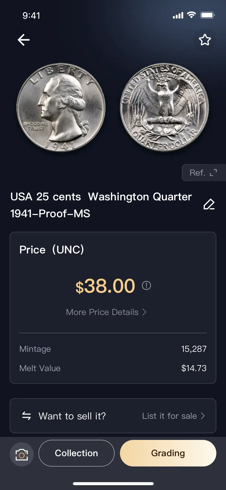 HeriBase coin value screen with market price and selling options